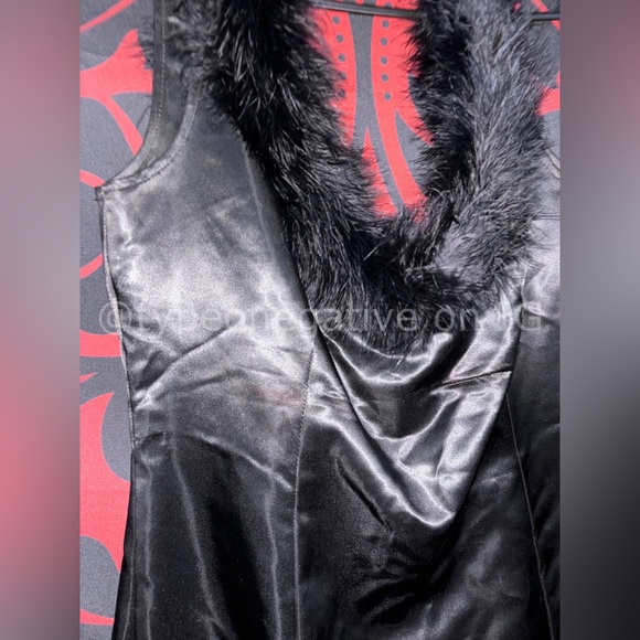 Pre-2000s Lip Service Clueless Gone Goth Silky Feather Mini Dress - Picture 2 of 5